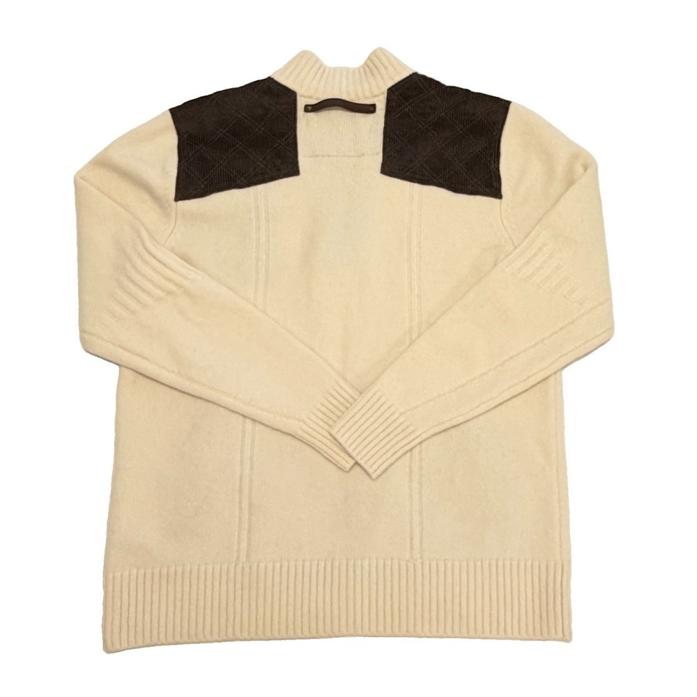 Alps & Meters Men's High West Guide Sweater Ivory Merino Wool Corduroy 1/4 Zip L - Picture 2 of 13